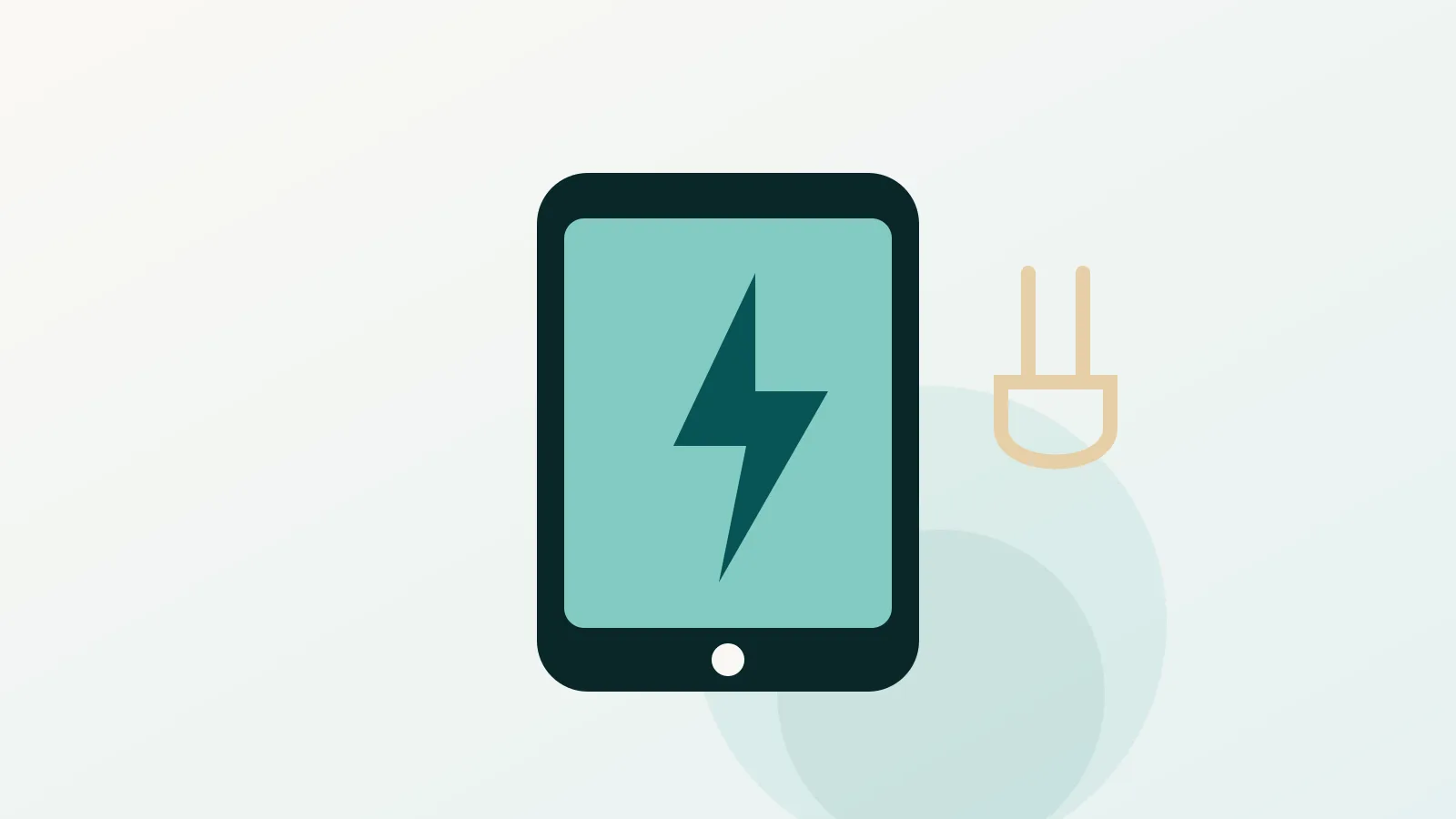 Celular, notebook e carregador em uma caixa de envio, com um plugue e um selo de verificação