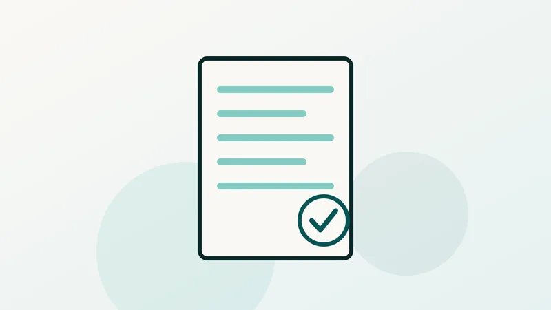Ilustração de caixa com etiqueta ao lado de formulário de declaração, carimbo e documento de identificação