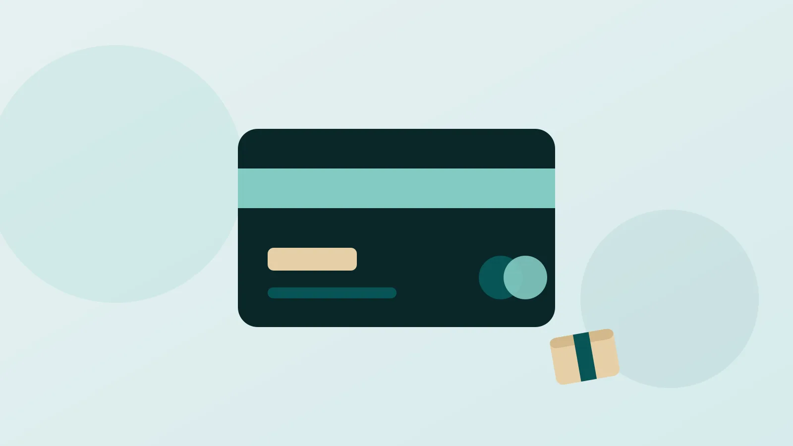 Cartão de crédito, notas de dólar e caixas de papelão em ilustração simples